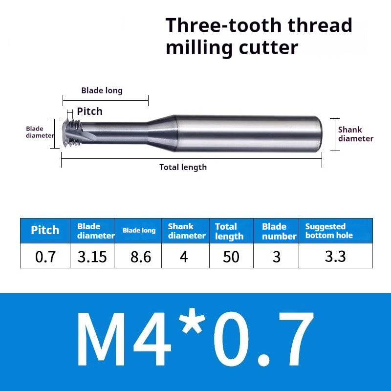 2034-65° three-tooth thread milling cutter, tungsten steel alloy end mill, tooth milling cutter, three-edged coating, M2M3M4M6 CNC cutter Shandong Denso Pricision Tools Co.,Ltd.